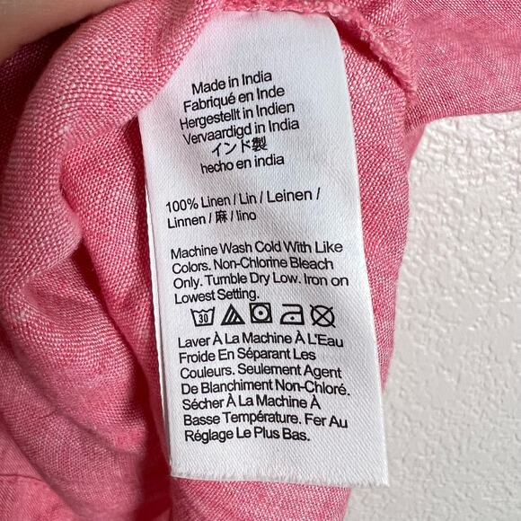 J.Crew Pink V-Back Short Sleeve Linen Top Size 0 NWT - Picture 9 of 9